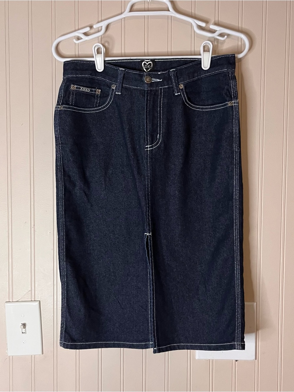 XOXO Dark Blue Denim Pencil Skirt women/juniors 3/4